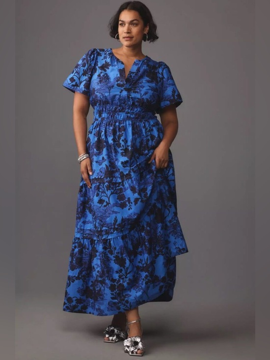 Anthropologie Dresses & Skirts - Anthropologie Somerset Blue Floral Tiered Maxi Dress